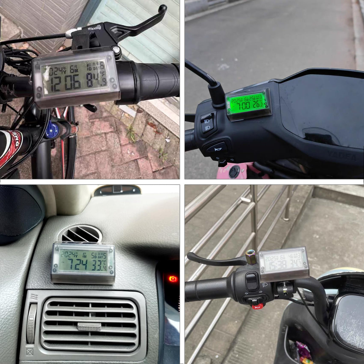 Timloon temperature display conveys ambient conditions during trips.