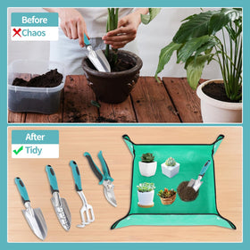 Timoplus plant repotting mat keeps work areas clean and neat.