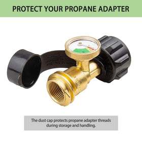 Timsec dust cap on propane adapter shields threads from damage