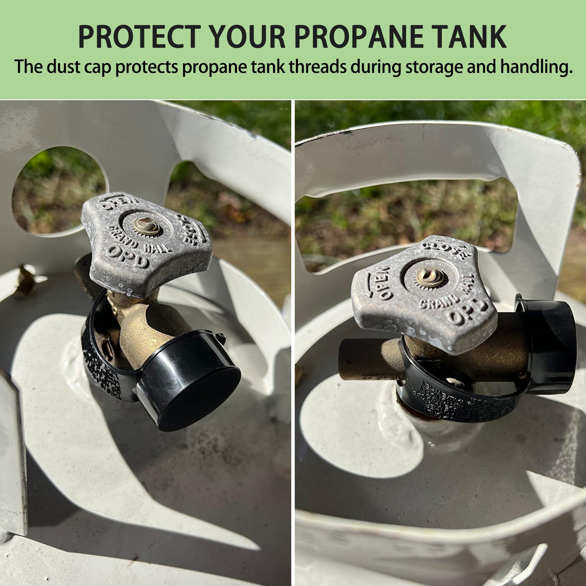 Timsec propane tank OPD valve dust cap guards against debris