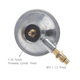 Timsec regulator outlet with M12x1.5 thread for secure grill connection.