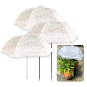TIMSO 3-pack adjustable plant shade umbrella with stainless steel stake shields potted plants from sun