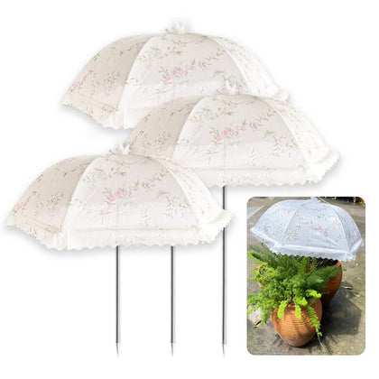 TIMSO 3-pack adjustable plant shade umbrella with stainless steel stake shields potted plants from sun