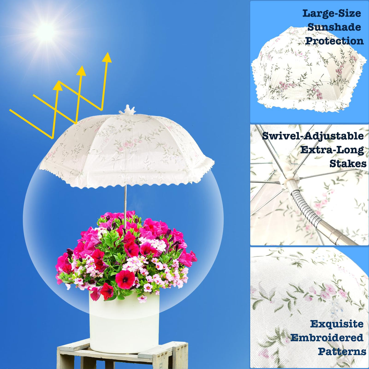 TIMSO 3-pack setup for efficient shade over garden beds and containers