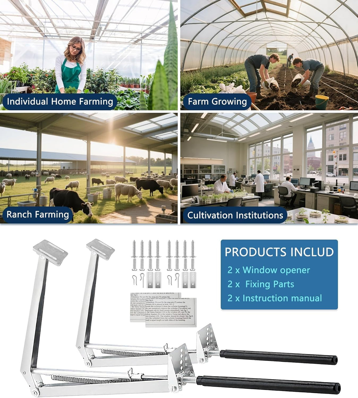 Timtop solar auto vent kit for roof vents and sidewalls boosts greenhouse ventilation.