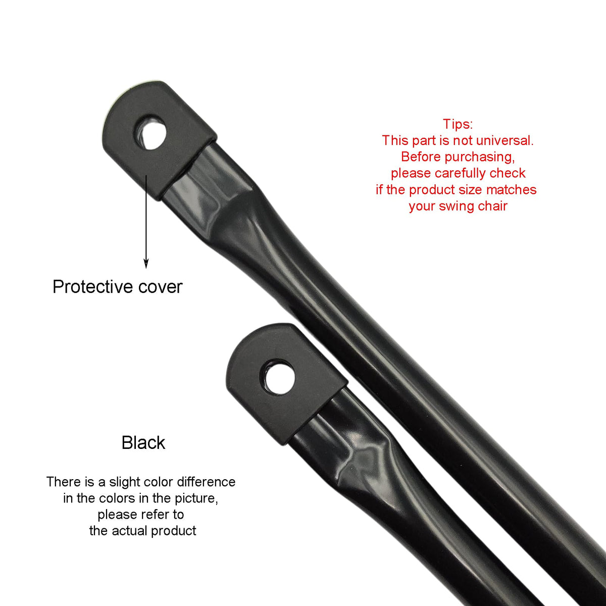 Timyrimy swing rod hole orientation ensures correct fit for secure seat attachment.