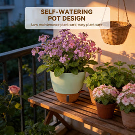 Deep reservoir design helps steady irrigation for indoor plants.