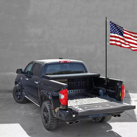 TINGYU heavy-duty flag pole holder on pickup truck with black powder coat finish