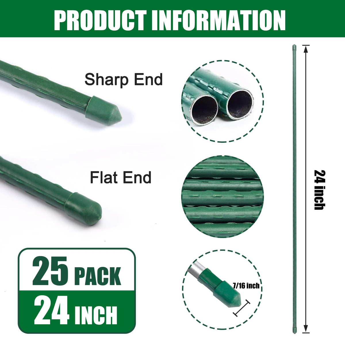 Tingyuan 2ft steel stakes pack of 25 provides reliable vertical support for vines