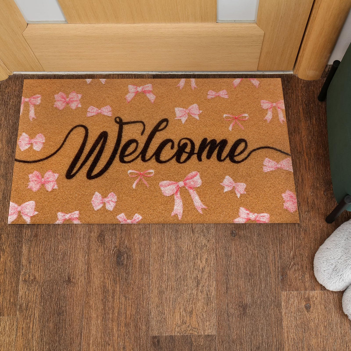 Tinideya Black Welcome Coir Doormat easy care with light shake to remove dust.