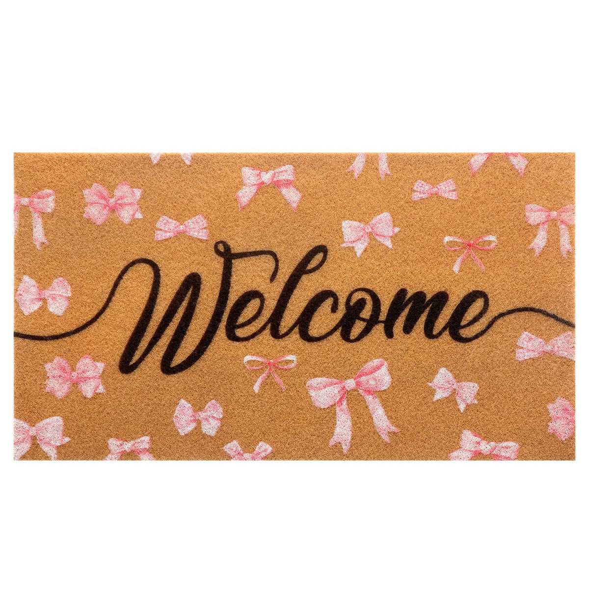 Tinideya Black Welcome Coir Doormat outdoor view showing durable dirt trapping.