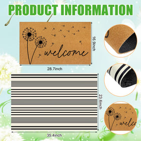 Tinideya black-and-white striped welcome mat, 43x73 cm, modern doorway decor