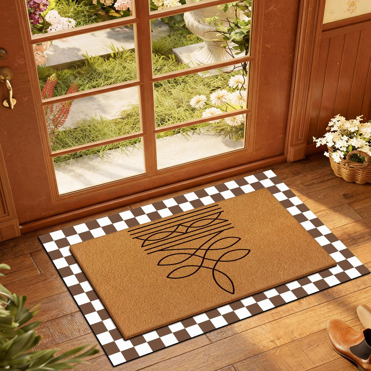 Tinideya buffalo plaid rug design adds rustic charm to entryways