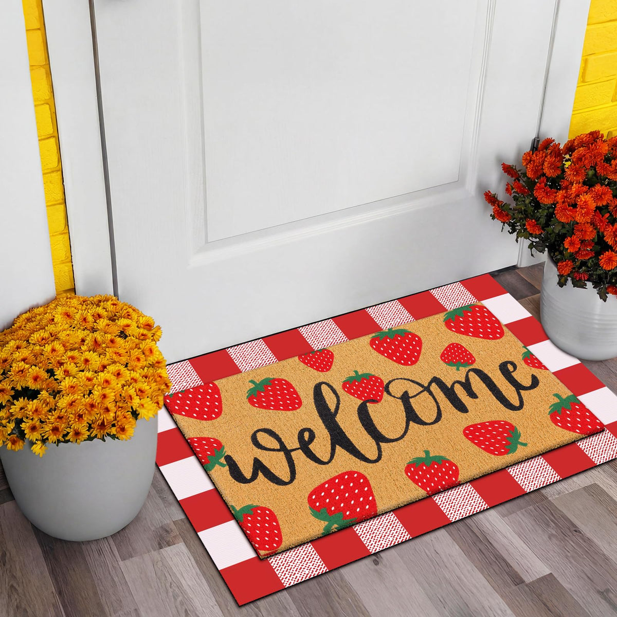 Tinideya coir mat non-slip backing keeps entryway stable