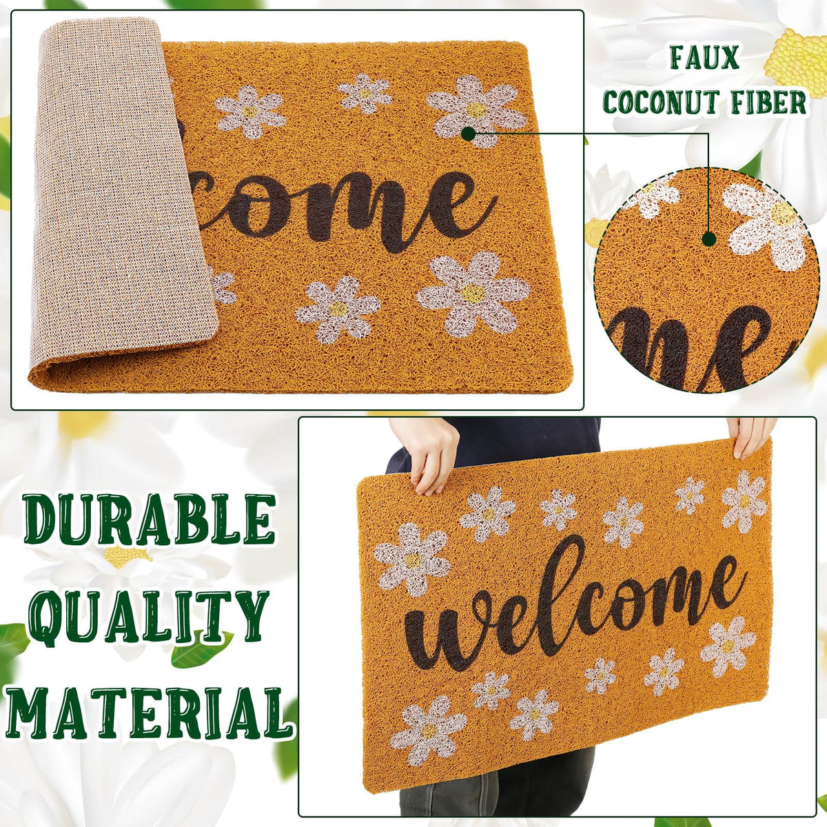 Non-slip rubber backing keeps Tinideya mat in place on varied surfaces.