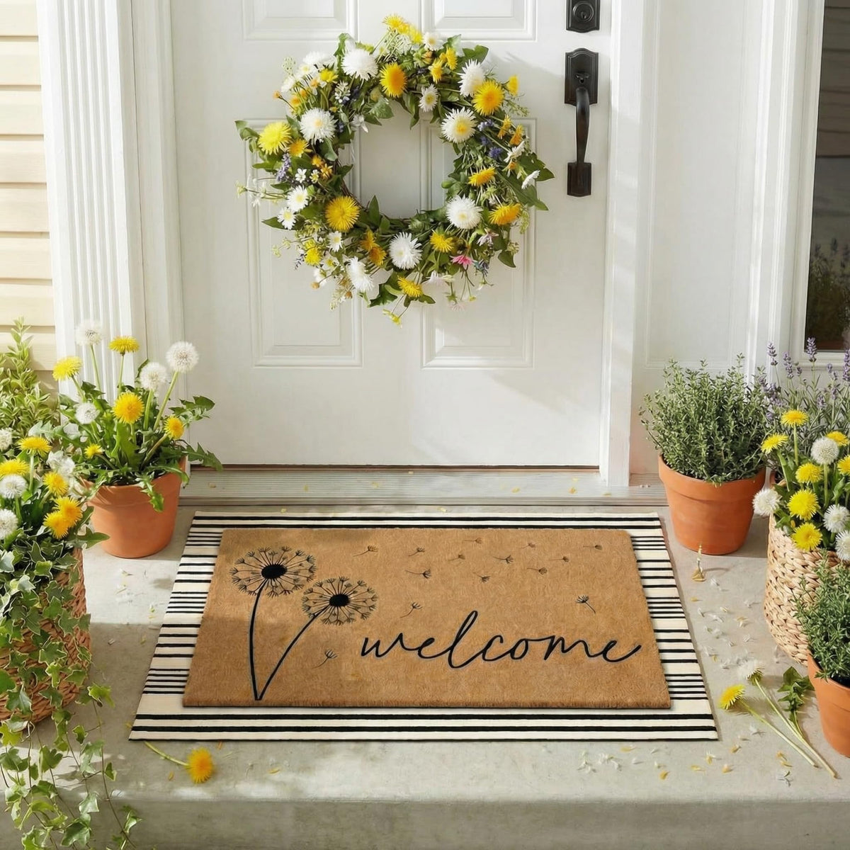 Tinideya dandelion mat close-up weave, showcasing durable construction