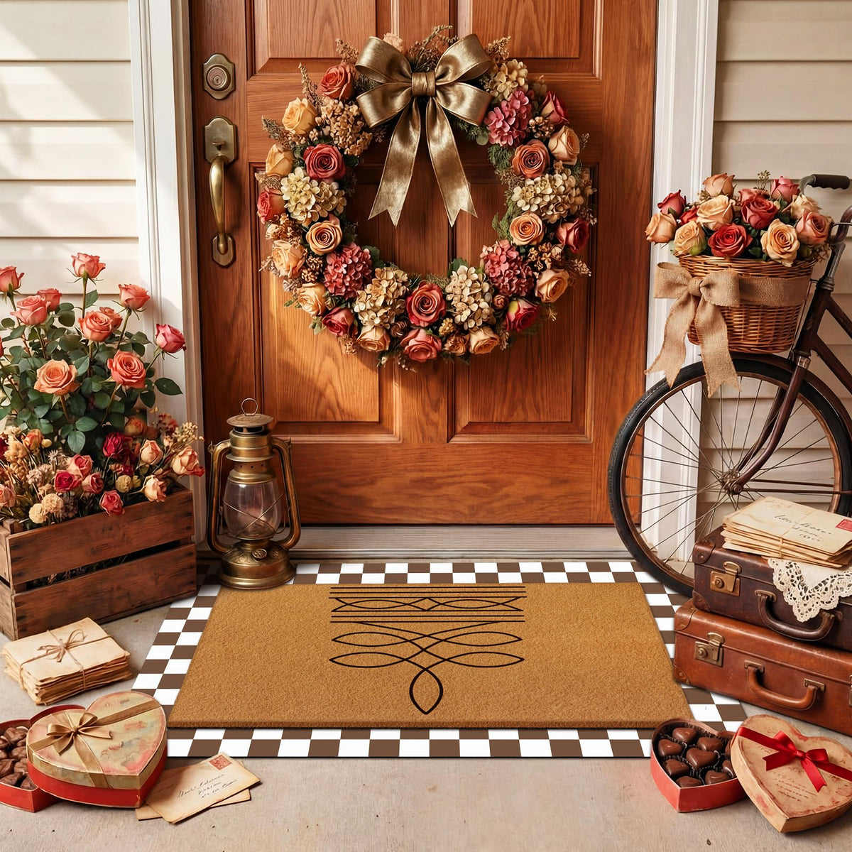 Tinideya dual mat set for front porch enhances seasonal welcome