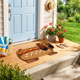 Tinideya Faux Coir Texture Door Mat features a durable, dirt-scraping surface.