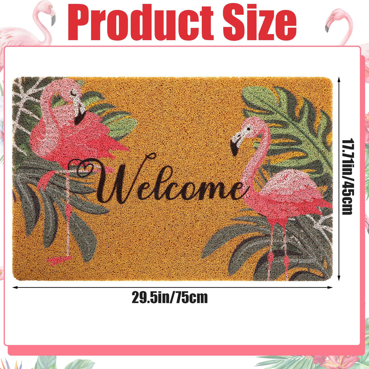 Tinideya flamingo entry mat features sunny print, ideal for front doors and patios.