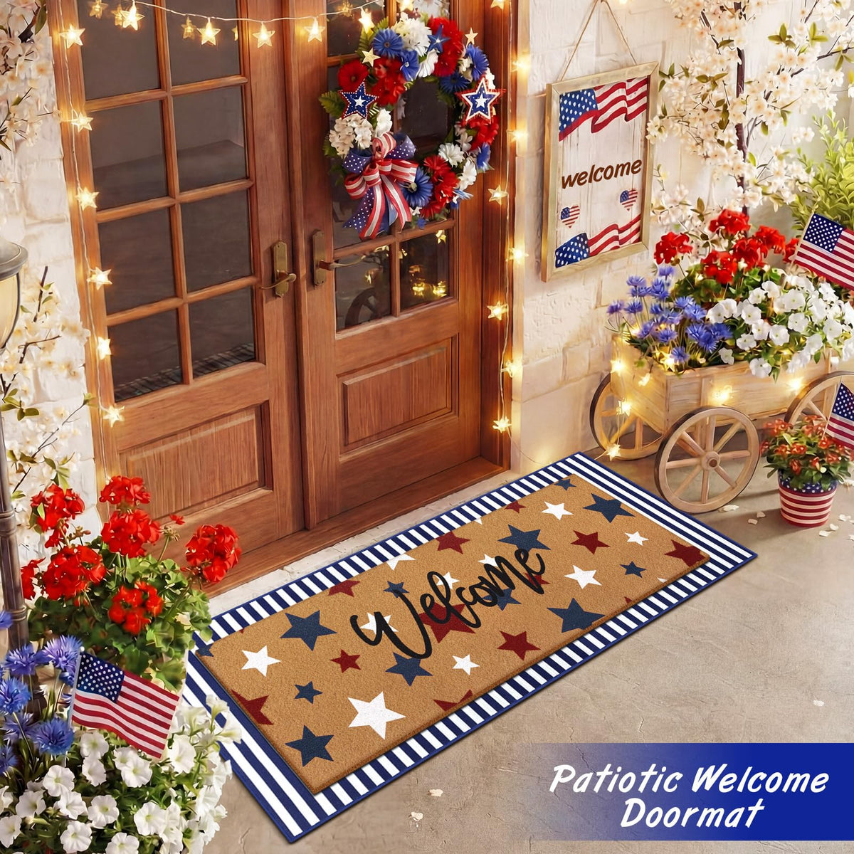 Tinideya front porch mat set improves guest welcome and durable stitching.