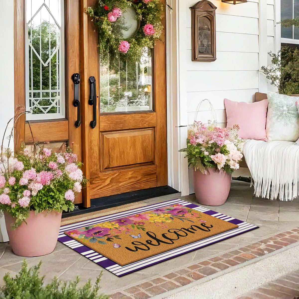 Tinideya front porch decor helps create a welcoming atmosphere for guests.