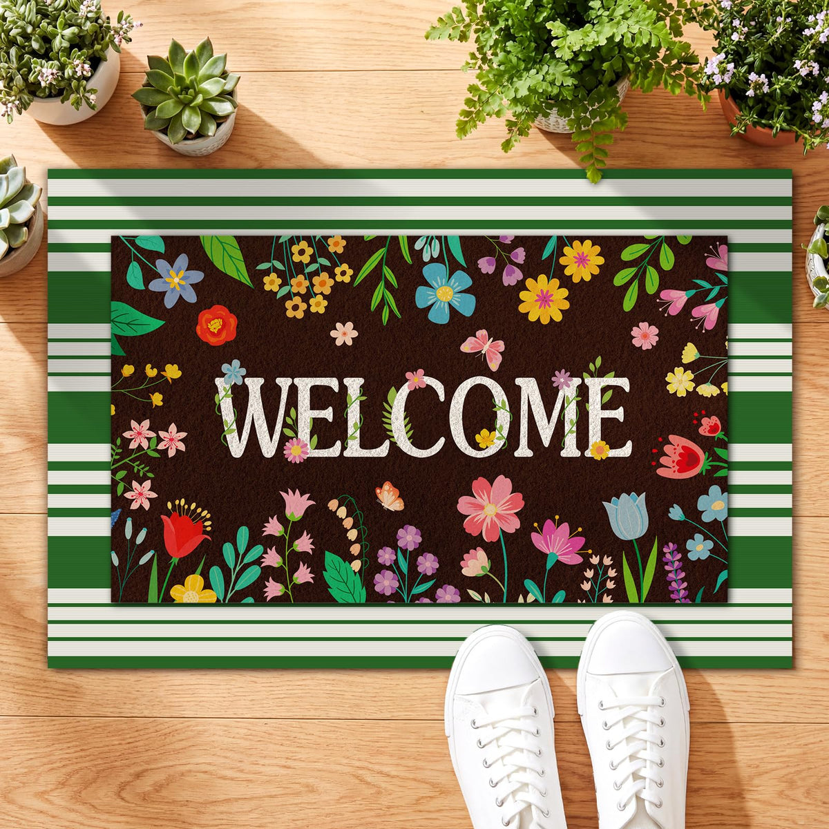 Tinideya front porch decor mat invites guests with color and texture