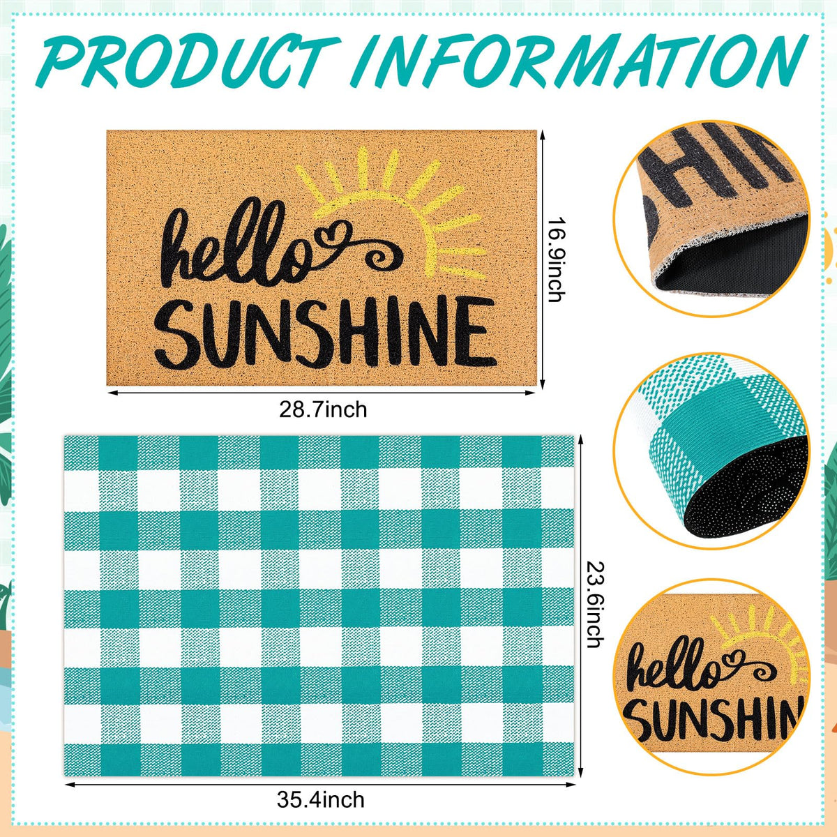 Tinideya hello sunshine front door mat signals a warm welcome to guests