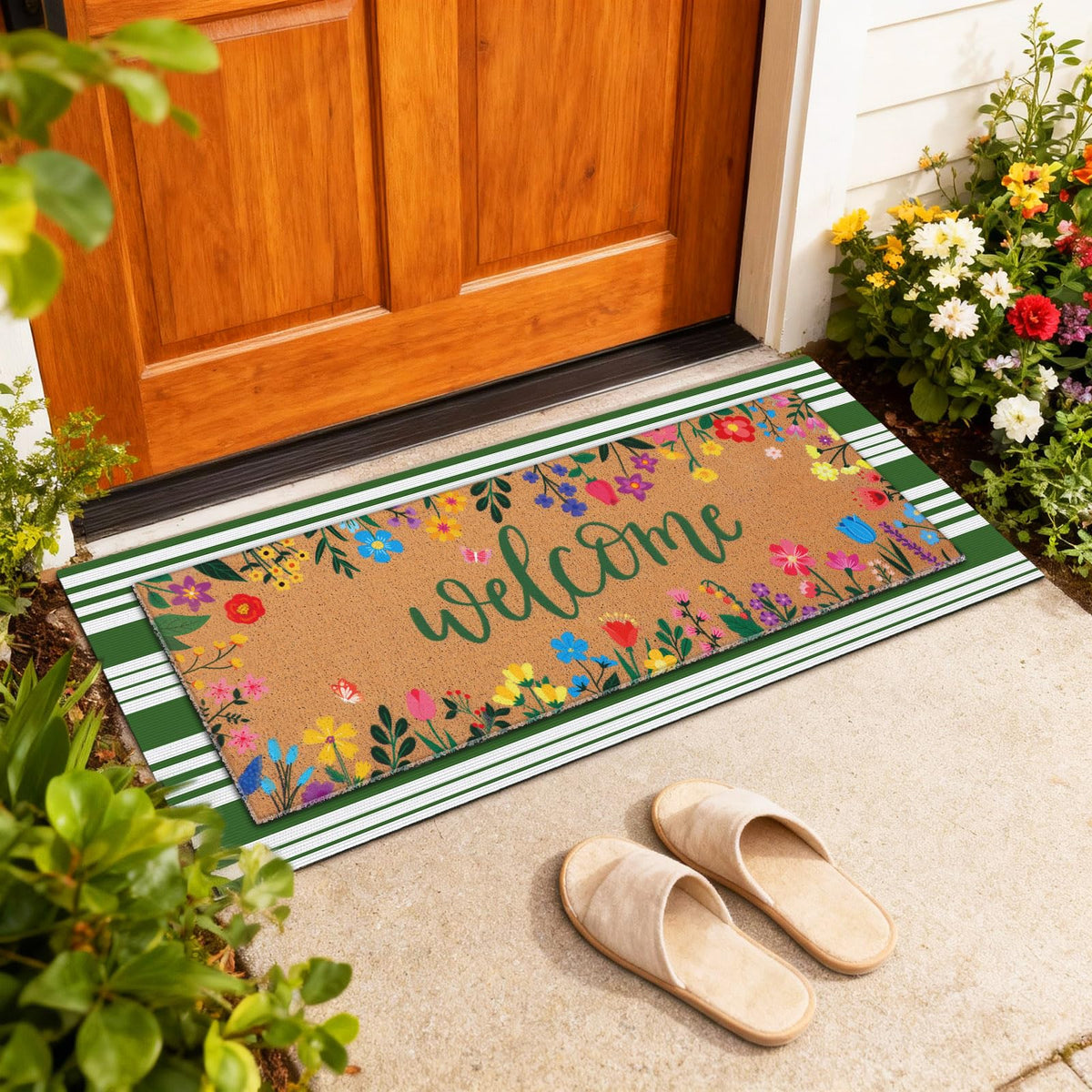 Tinideya doormat with non-slip backing for secure footing.