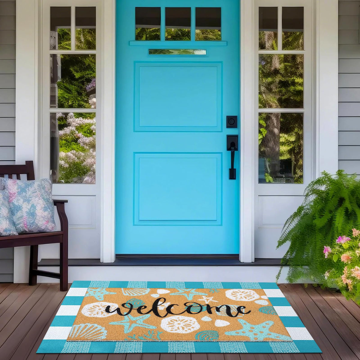 Tinideya mat has non-slip backing for stable door placement