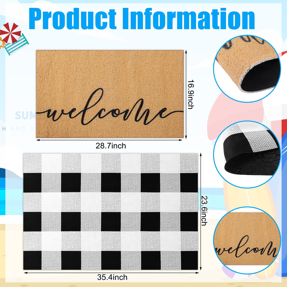 Tinideya non-slip backing mat ensures secure placement at your doorway