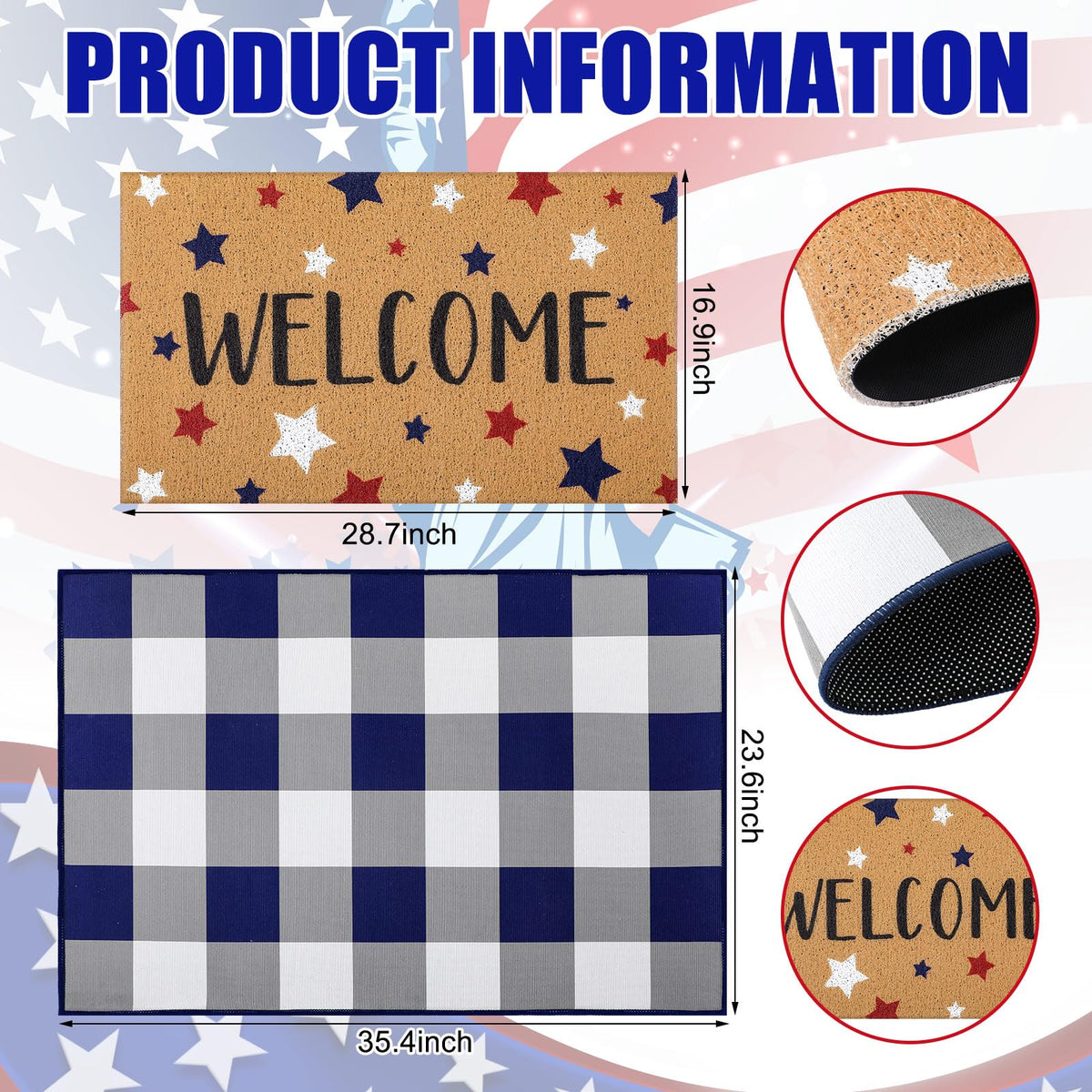 Tinideya non-slip coir mat with textured backing for safer entrances.