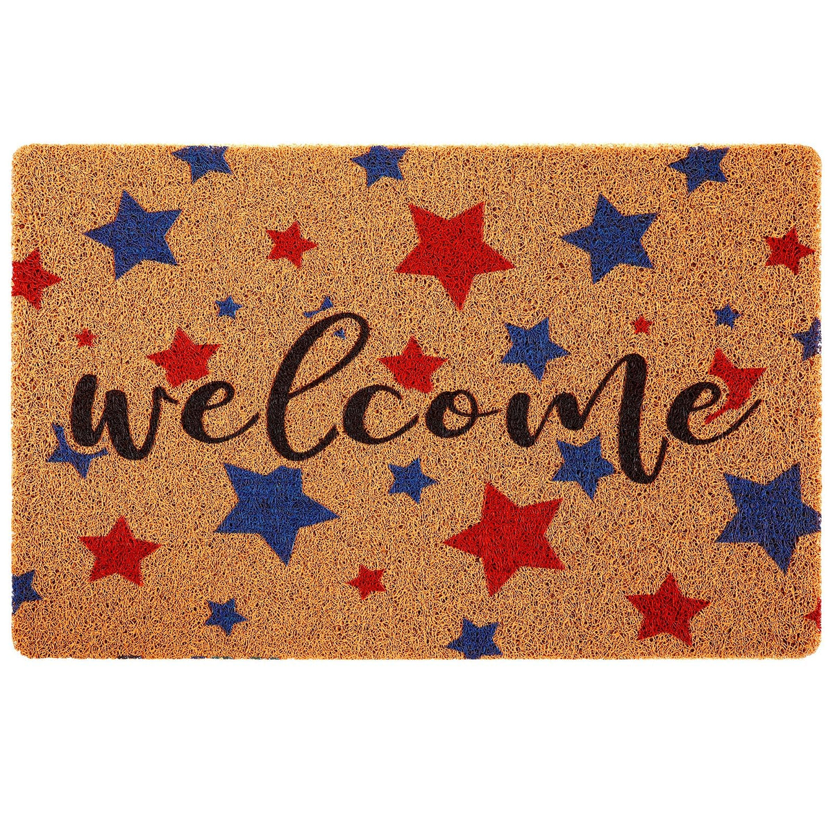 Tinideya patriotic door mat with welcome stars for bright curb appeal.