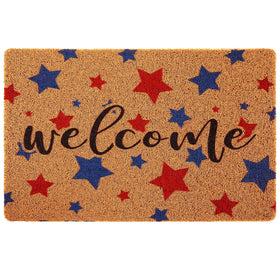 Tinideya patriotic door mat with welcome stars for bright curb appeal.
