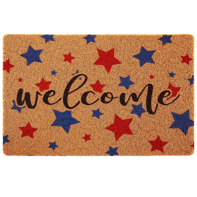 Tinideya patriotic door mat with welcome stars for bright curb appeal.
