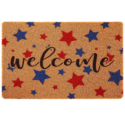 Tinideya patriotic door mat with welcome stars for bright curb appeal.