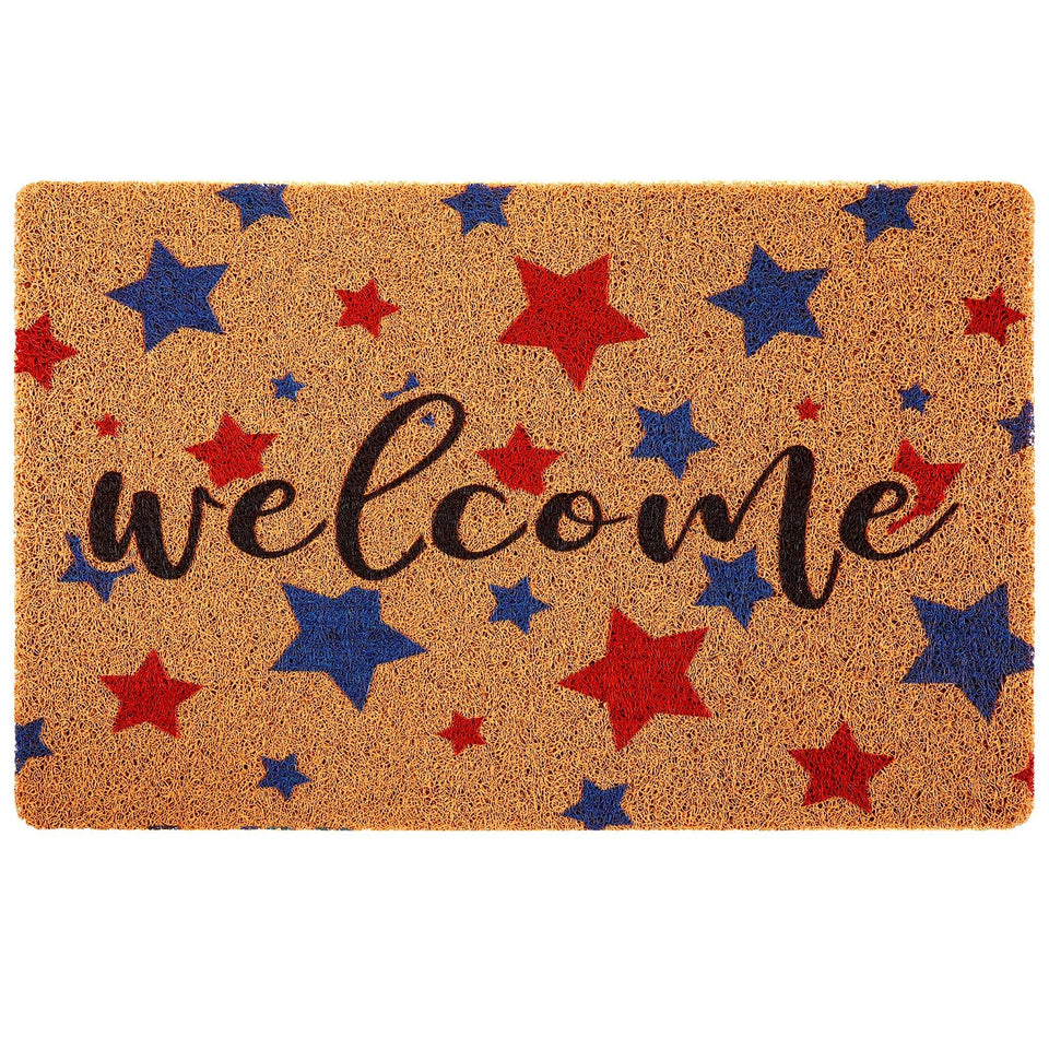 Tinideya patriotic door mat with welcome stars for bright curb appeal.