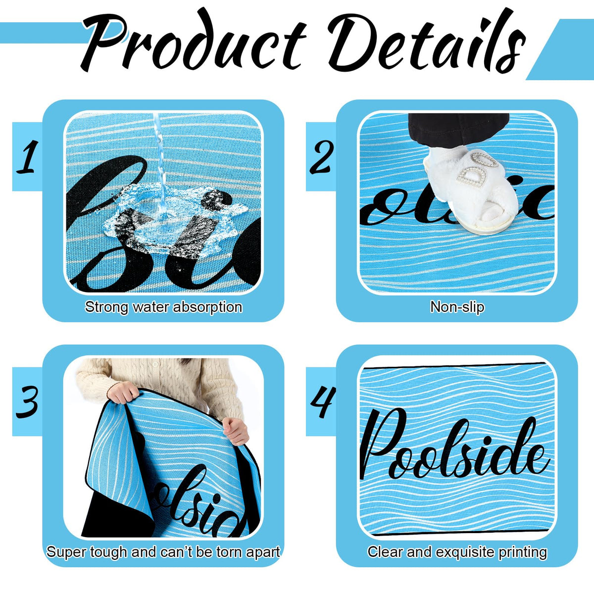Blue striped Tinideya pool mat adds modern style to poolside spaces