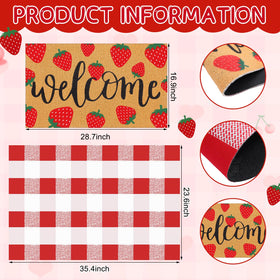 Tinideya red white plaid rug adds classic porch charm