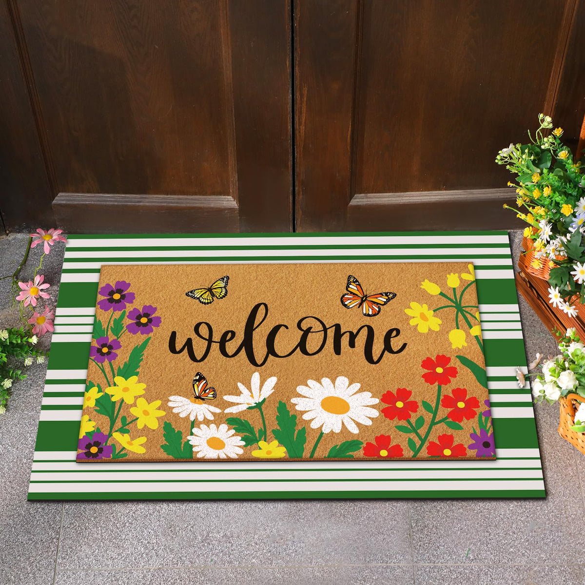 Tinideya seasonal porch decor mat adds spring charm