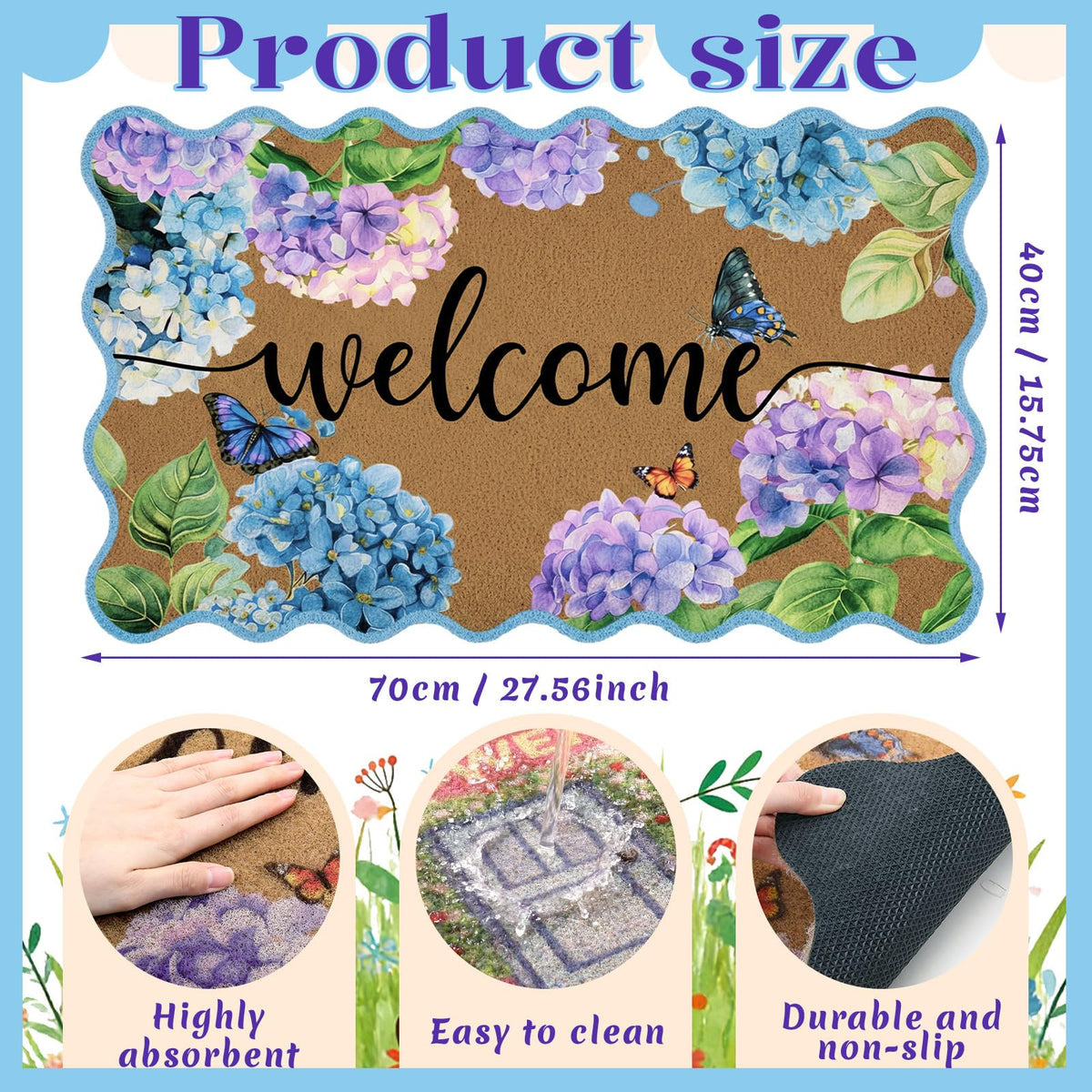 Tinideya spring artificial coir mat offers a soft underfoot feel and non-slip safety