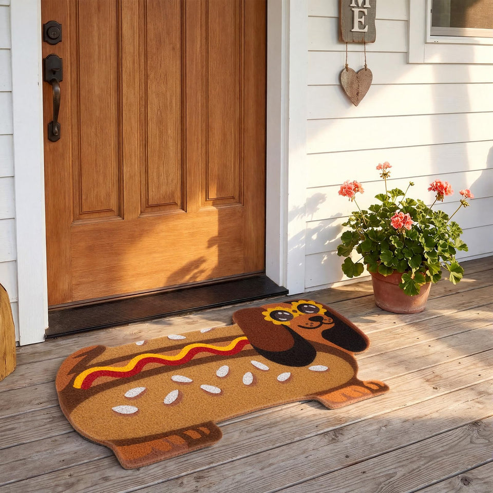Tinideya Summer Dachshund Door Mat with bright colors, perfect for welcoming guests on porches.