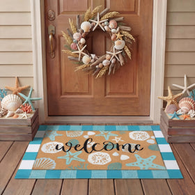 Tinideya summer door mat with coir texture welcomes guests at the entry