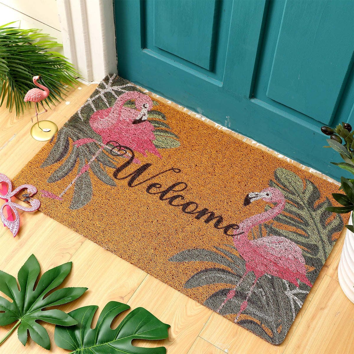 Tinideya tropical doormat is washable and easy to maintain on busy entryways.