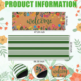 Tinideya floral mat close-up showing Welcome lettering.