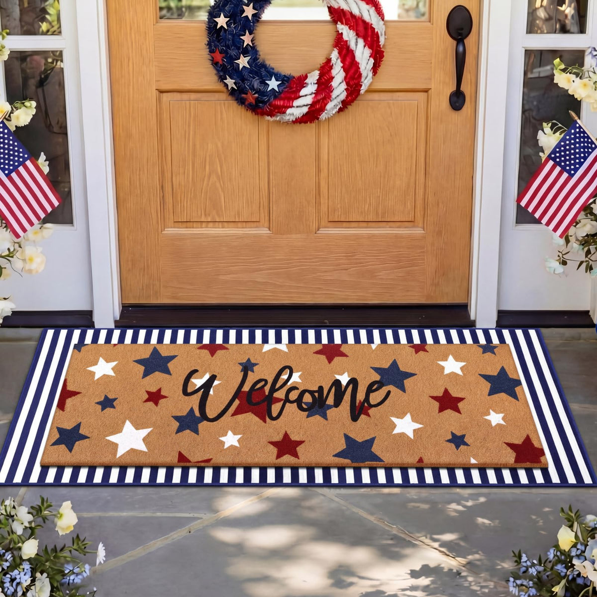 Tinideya welcome mat for indoor/outdoor use, easy cleaning.