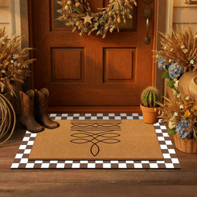 Tinideya western door mat pattern closeup shows durable design for year round welcome