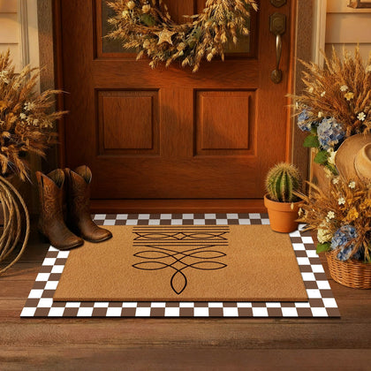 Tinideya western door mat pattern closeup shows durable design for year round welcome