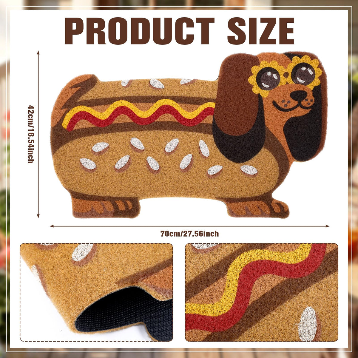Tinideya Wiener Dog Welcome Mat adds playful charm to front porch entrances.