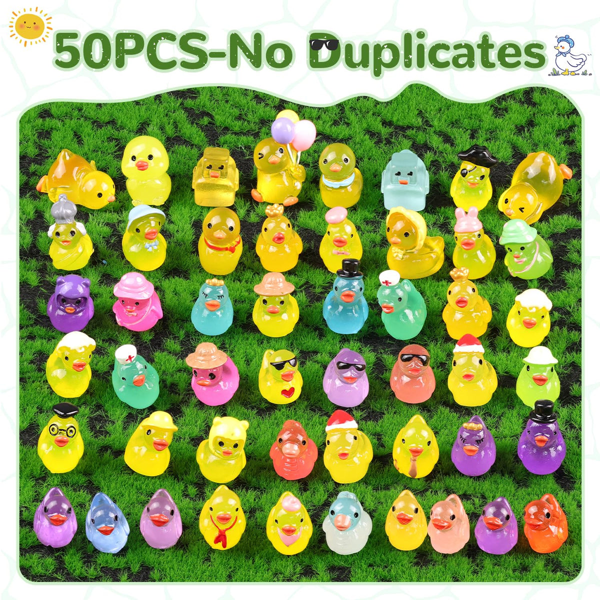 TINKRSTUFF duck glow-in-the-dark accent highlighting a garden corner.