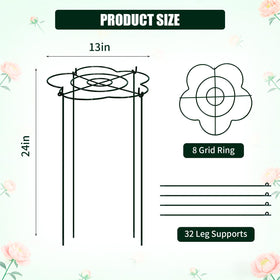 Tinrbip 13-inch diameter, 24-inch height supports tall plants and prevents flopping.
